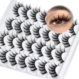 Veleasha Manga Lashes Spiky Eyelashes Cat Eye Lashes Wet Look Lash Natural Look Eyelash Manhua Lash 3D Effect Anime Design 14 Pairs Pack (Celestial)