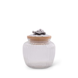 Arthur Court Canister Glass for Kitchen with Rubber Airtight Seal for Food Storage Grape Pattern Knob - Medium Size 6.5 inch Tall 40 oz