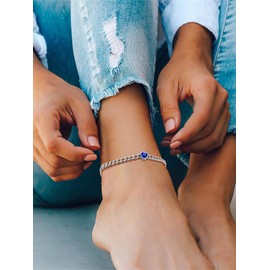 PROSTEEL Anklet Bracelets for Women Cuban Anklets Stainless Steel Anklet Heart Ankle Bracelets