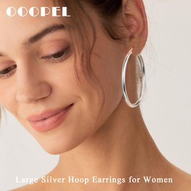 OOOPEL Silver Hoops Earrings For Women S925 Sterling Silver Post Hypoallergenic Big Hoops Large Silver Hoop Earrings For Women