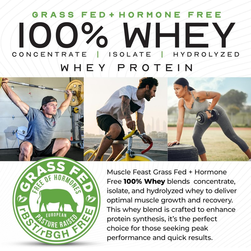 Muscle Feast 100% Grass Fed Whey Protein Powder, All Natural