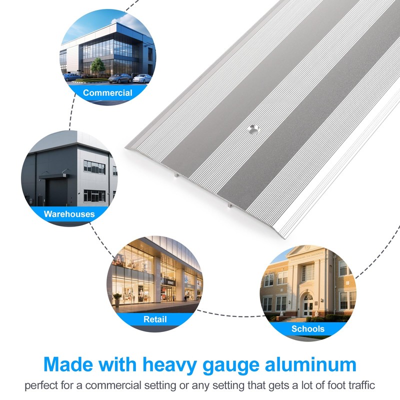Orechic 5″Wide Sturdy Thicken Aluminum Threshold Strip, Stylish Floor Transition