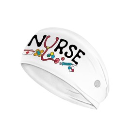 Rnyleeg White Nursing Headbands for Women Non Slip Elastic Ear Protection Headband with 2 Buttons for Mask Women's Hair Accessories