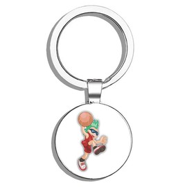 HJ Media Cool Boy Basketball Player Metal Steel Keychain Ring Double Side Key Chain