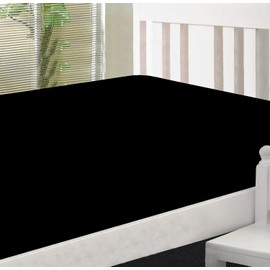 Full Black Fitted Sheet Only - Soft & Comfy 100% Cotton- by Crescent Bedding (Full , Black)