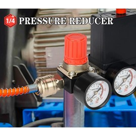 Nutmanel 1/4 Inch Pressure Regulator Air Compressor Switch EU Standard 4 Holes Pressure Regulator Pressure Regulator Compressed Air with Pressure Gauge