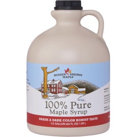 Hidden Springs Maple Dark Half Gallon 100% Pure Maple Syrup USA/CAN, BPA-free Jug