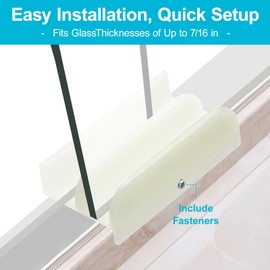 M6219 Sliding Shower Door Bottom Guide - Plastic Track Guide for Top Hung Glass Shower Doors with 1/2 Inch Channels, Fits Tub Enclosure Systems (1)