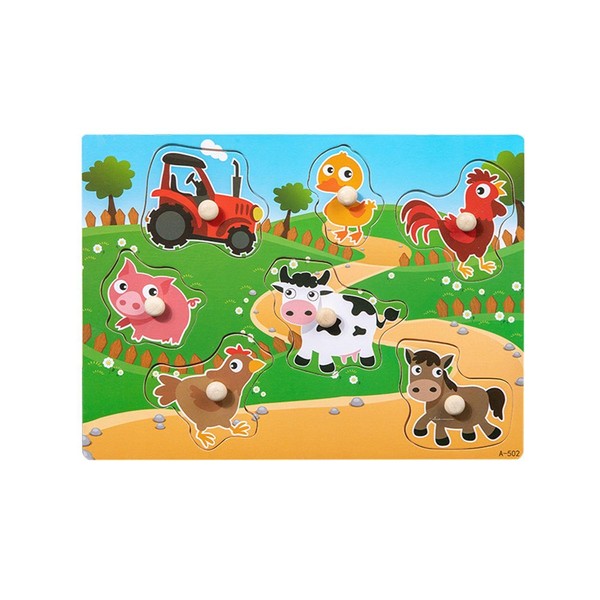 CWPFVQA 7-Piece Farm Puzzle, Wooden Puzzle, Wooden Puzzle for 1