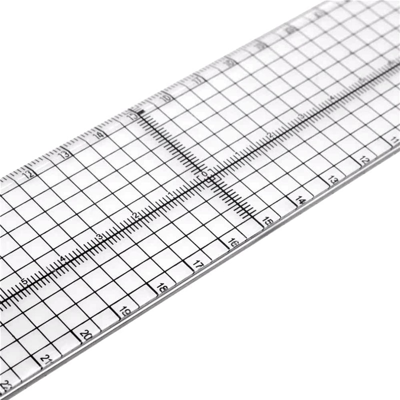 Cutting Ruler with Metal Edge 30cm Long 5cm Wide Transparent