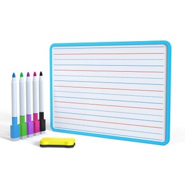 Small Dry Erase Whiteboard, Double Sides whiteboard with Lines, A4 White Board Suitable for Home, Office and School (Blue)