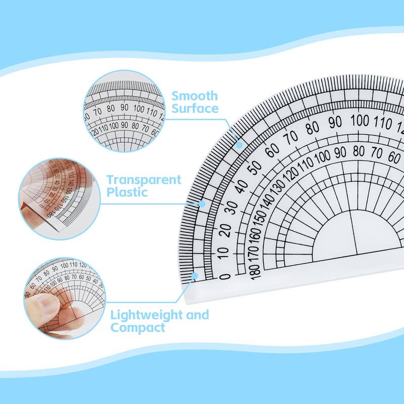 SZXMDKH Plastic Protractor for Angle Measurement Student Math 180 Degrees,