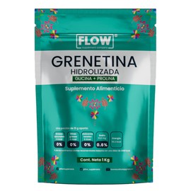 Flow Supplements | Grenetina Hidrolizada 1kg - Grenetina Sin Sabor - Glicina + Prolina - Colágeno Hidrolizado con Vitamina C y D - Sin Azúcar y Sin Gl