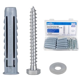 12Set Heavy-Duty Masonry Brick Wall Fixing Screws Bolts Anchors M6 Coach Bolt Wall Plugs, Four Side Expansion anchor plugs With Hex Self-Tapping Screws And Washers for TV Mounts, Cabinet Installation