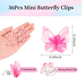 WHAVEL 36PCS Mini Butterfly Hair Clips Pink 90s Butterfly Clips Y2K Hair Accessories for Girls Women