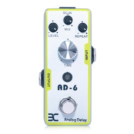 EX Analogy Delay Pedal, Mini Guitar Effect Pedal Delay, Warm Tape Echo Effect, 30–340ms Delay Time, True Bypass, Compact Portable Design, Silver