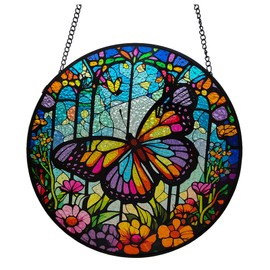BDHRKTE Stained Glass Window Hanging,Colored Butterfly Suncatchers,Butterfly Christmas Ornaments,Butterfly Suncatcher Gifts for Butterfly Lovers Decor for Home Garden (Style A)