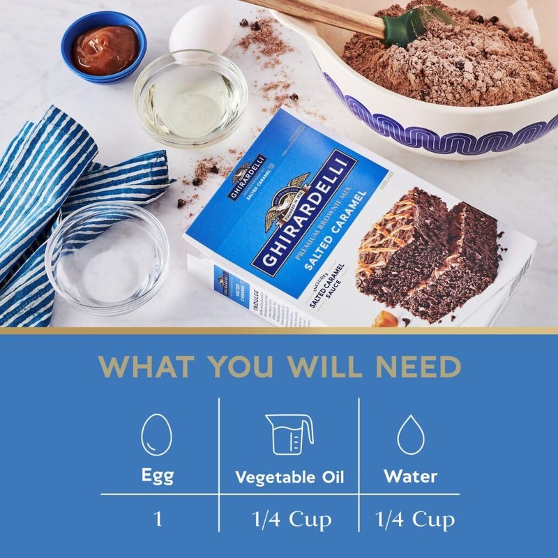 Ghirardelli Salted Caramel Premium Brownie Mix, Includes Salted Caramel Sauce,