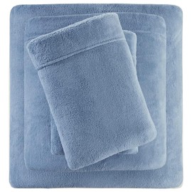 Oakestry 3PC True North Soloft Plush Bed Sheet Set Wrinkle Resistant Warm 14" Deep Pocket Cold Season Cozy Bedding-Set with Pillow Set, Soft, Twin, Blue