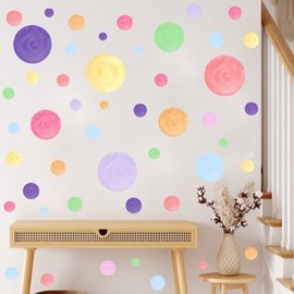 Vomika Polka Dot Wall Decals, Removable Colorful Circles Wall Stickers, Peel and Stick Art Wall Decor Mural, for Kids Bedroom Nursery Playroom Classroom Living Room Decor