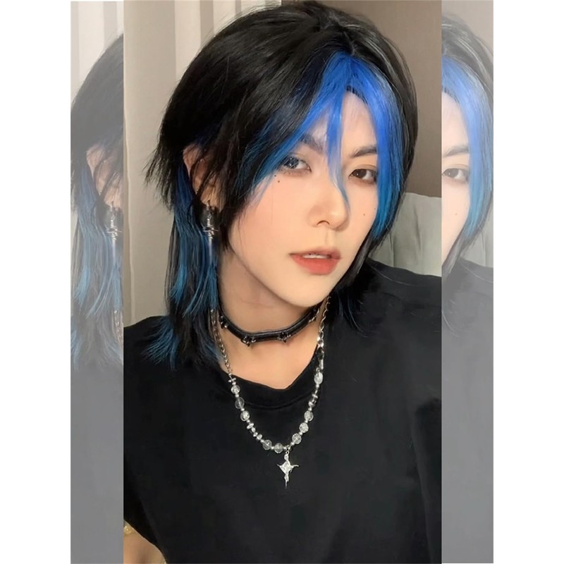Wig, Wig, Wolf Cut, Layer, Beautiful Man, Harajuku, Two-tone, Cyberpunk,