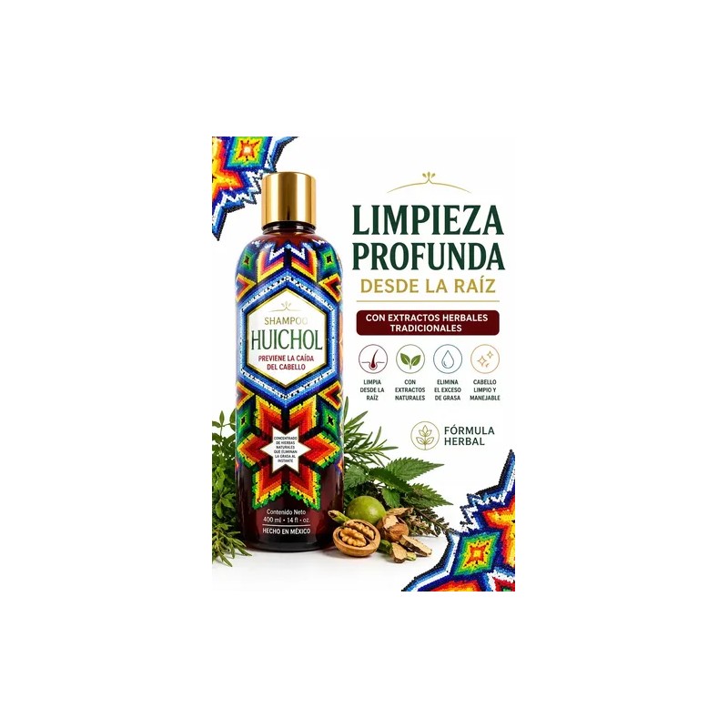 Shampoo Huichol ANTICAIDA en botella de 400mL de 400g por