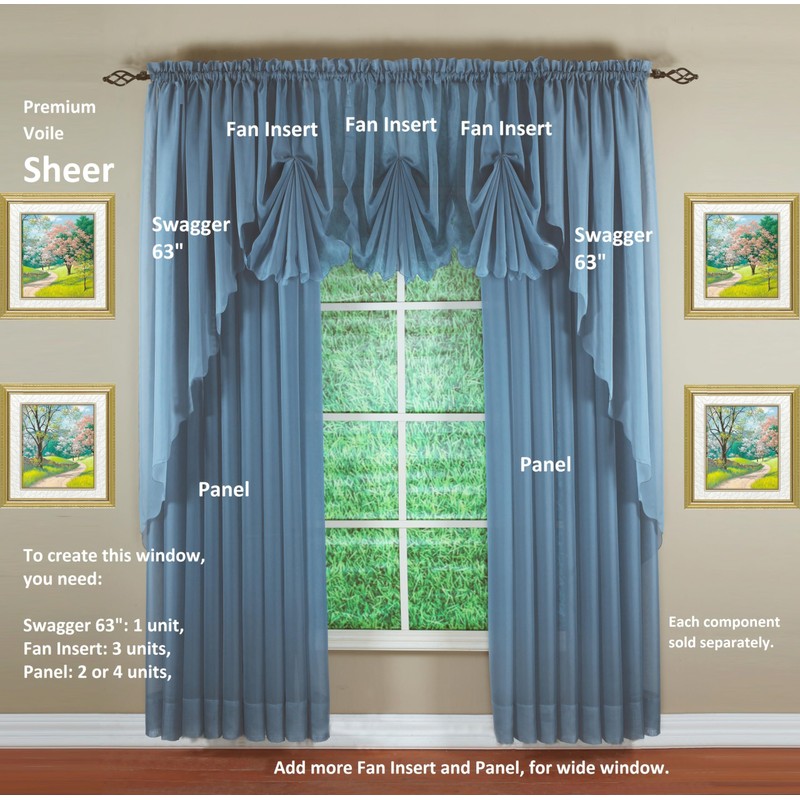 Today's Curtain Emelia Original Voile Panel 84", Wedge Blue, 60"