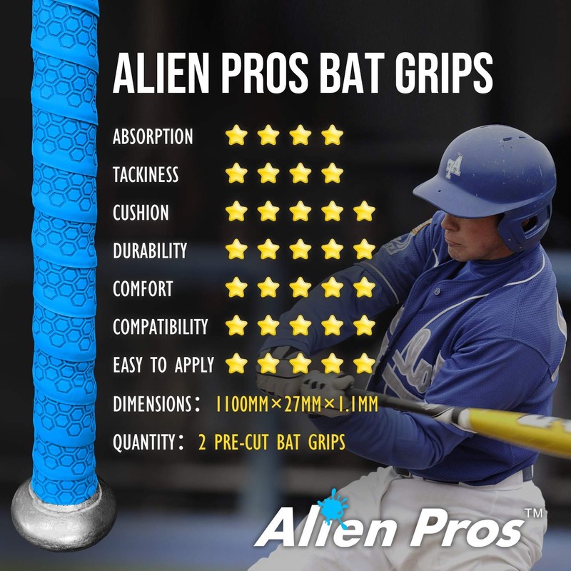 ALIEN PROS Bat Grip Tape for Baseball 1.1 MM (2
