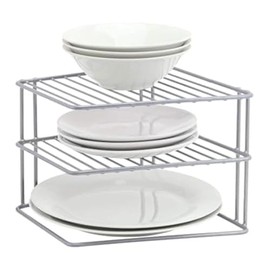 SmashingDealsDirect® 3 Tier Grey Corner Kitchen Plate Rack Tidy Cupboard Shelf Insert Organiser New