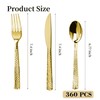 Pryntono 360PCS Gold Plastic Silverware, Heavy Duty Plastic Cutlery Set,