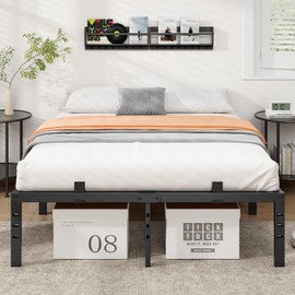 Sailvan Queen Bed Frame, 14 Inch Metal Platform Bed Frame Queen Size, Heavy Duty Sturdy Mattress Foundation, Noise Free, Easy Assembly, Steel Slats Support, No Box Spring Needed