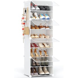 HOMICKER Shoe Storage,8 Tier Shoe Rack Organizer for Closet Shoe Cabinet with Door Shoe Shelves for Closet,Entryway,Hallway,Bedroom