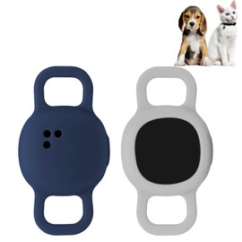 Silicone Cat Collar Holder for Tile Sticker 2024, 2 Pack Protective Cover for Tile Tracker Pet Dog Cat (Navy/Gray)