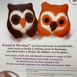 Dimensions Needle Felting Kit Round & Woolies Owls Craft Felt Kit 100% Wool
