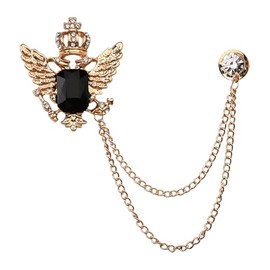 Gold Crystal Brooch Chain Pins for Men Lapel Pins for Suit Tie Decorative Enamel Stone Brooches Tassel Pins Crystal Chain Brooch Mens Suit Accessories Jewelry Valentines Gifts for Husband Boyfriend