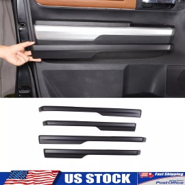 Ynei Matte Black Interior Door Chrome Panel COVER Trim Fits Tundra CrewMax 2014-2021