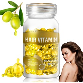 Hair Vitamins Cápsulas Para El Cuidado Del Cabello, 30 Cabello Vitamina Serum Mascarilla Capilar Suero Acondicionador Con Aceite De Jojoba, Previenen La Caída Del Cabello Y Mejoran El Brillo, Mejoran La Sequedad Y El Encrespamiento (Amarillo)