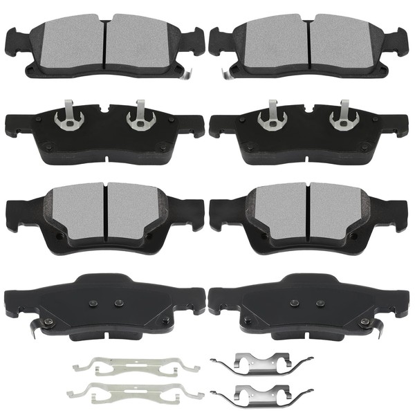 INEEDUP Metallic/Semi-Metallic Disc Brake Pads Front & Rear For Dodge