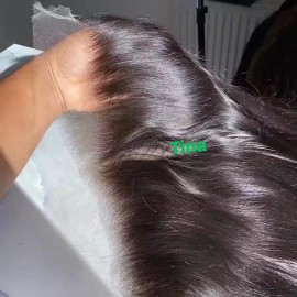 Popular 9 by 6 HD Lace Small Knots Human Hair Glueless Lace, Cuticle Aligned Raw Hair Curly HD Lace Frontal Closure Pre Pluckedcolor: Straight, stretched length: 12INCHES, toupee size: HD 2x6