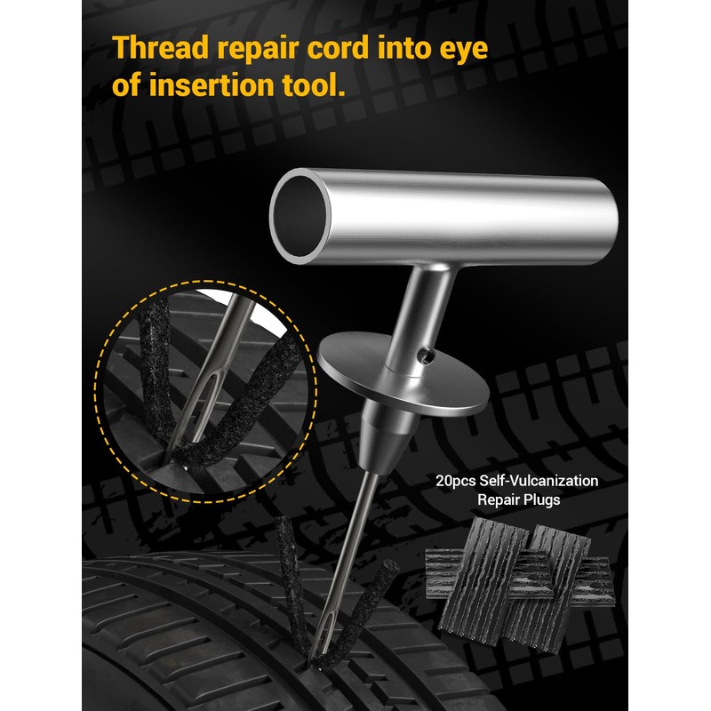 AUTOWN Flat Tire Repair Kit with Air Compressor 54 Pieces