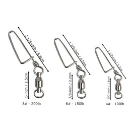 emma kites Fishing Swivel with Coastlock Snap Ball Bearing Solid Welded Ring Connector of Kite Line and Bridl Fishing Terminal Tackle Accessories (4# - 100lb - 10pcs)