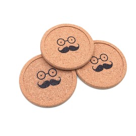 Shiwaki 3Pcs Diameter 4" Cork Round Coasters Surface Protectors Protect Your Furniture, Moisture Absorbent Heat Resistant - MR