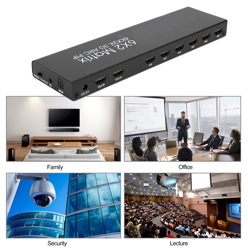 6x2 HDMI Matrix Adapter Flexible Control Support for PIP ARC