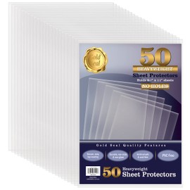 GOLD SEAL No Holes Sheet Protectors, Bulk Pack, Letter Size (8.5 x 11 Inch), Heavyweight Clear View Sheet Protectors, Top Loading, Document Protectors, Artwork Protectors,(50 Pack)