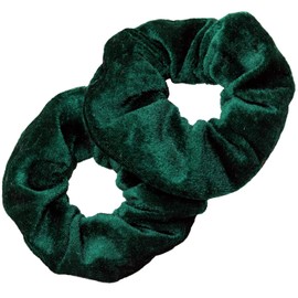 Kenz Laurenz Hair Scrunchies - 2 Velvet Hair Ties for Women Girls Hair Elastics Ponytail Holder Scrunchy Girl Accessories, Forest Green
