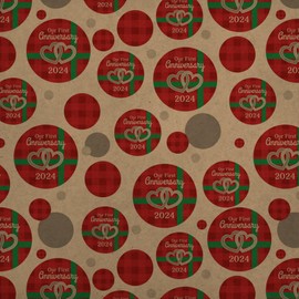 GRAPHICS & MORE Our First Anniversary Hearts Red Plaid Green Bow 2024 Premium Kraft Gift Wrap Wrapping Paper Roll