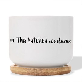 DecStic in This Kitchen We Dance Ceramic Planter Bible Verse Planters for Indoor Plants with Drainage Holes and Saucers Pot for Pots Outdoor Indoor Plants
