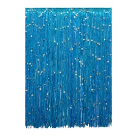 DÉCOPRO Sequin Chainette Fringe Trim, Color# 04 - Turquoise Blue [11 Yards]