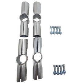 180 Degree Structural Pipe Connector, 1" Stainless Steel Rail Clamps, Metal Fittings with Bolts and Nuts (4 Set)