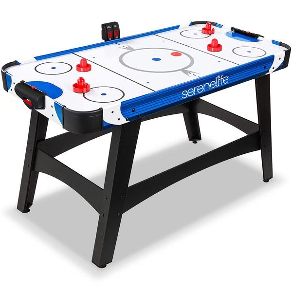 SereneLife Powered Air Hockey Table, 4.5 ft 54" Sports Arcade Games for Adults and Kids w/Digital LED Scoreboard, Score Tracker